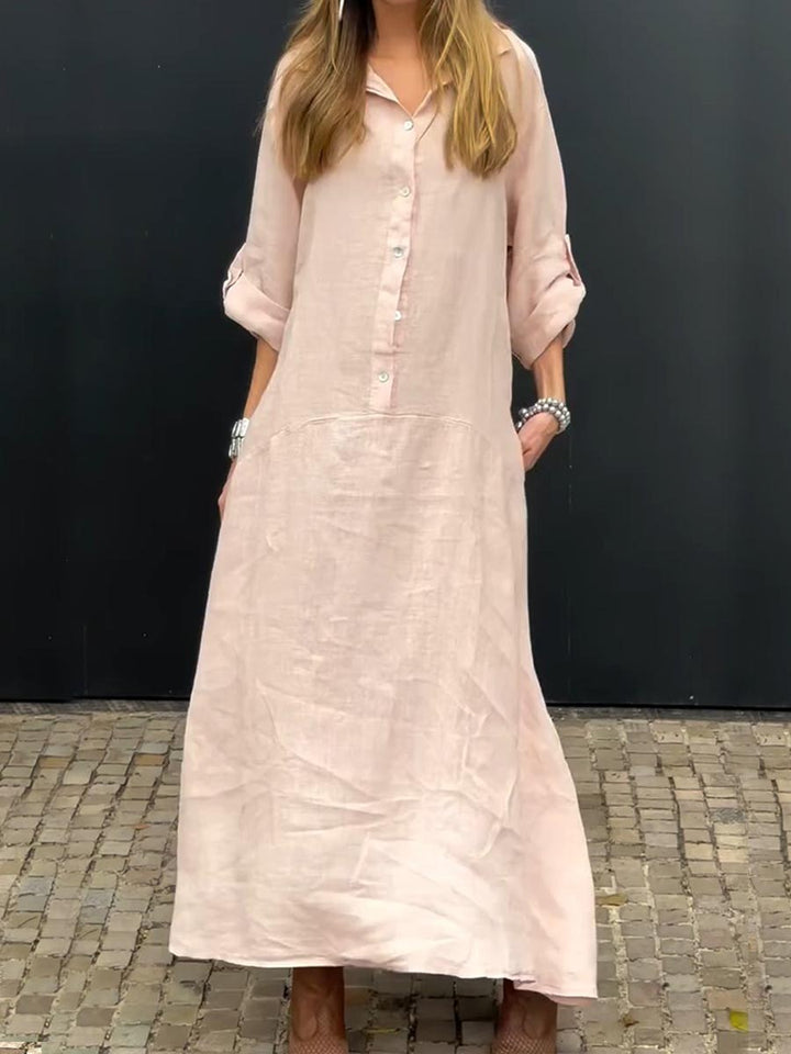 ELOISE - V-Neck Linen Pocket Dress